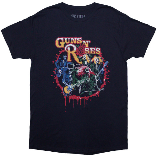 Guns N' Roses 'Was Here' (Navy) T-Shirt Front