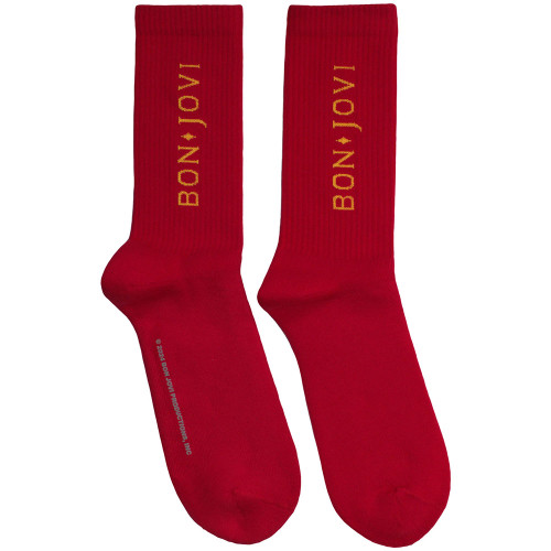 Bon Jovi 'Original Logo' (Red) Socks (One Size = UK 7-11)
