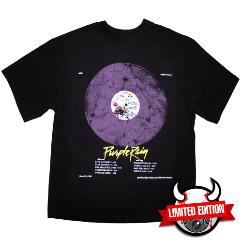 Prince 'Purple Rain Disc' (Black) Oversized Boxy T-Shirt - Limited Edition