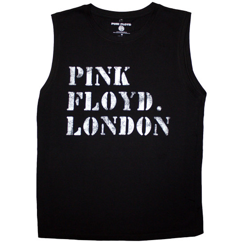 Pink Floyd 'Stencil Logo' (Black) Tank Vest