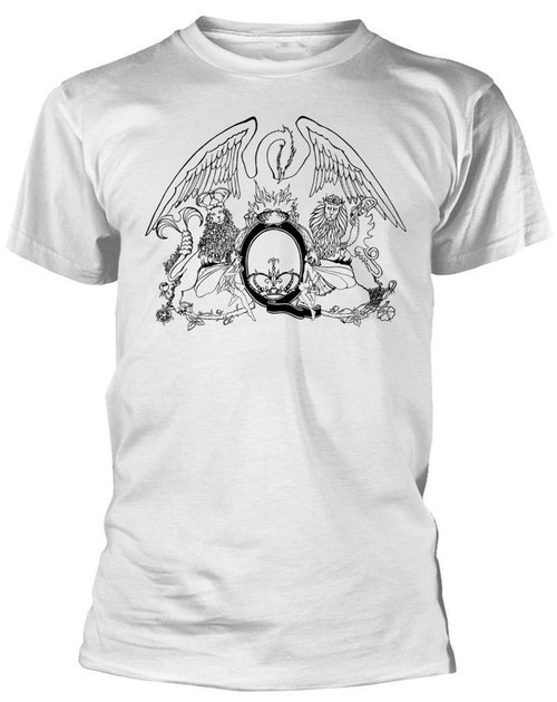 Queen 'Crest Signatures' (White) T-Shirt Front