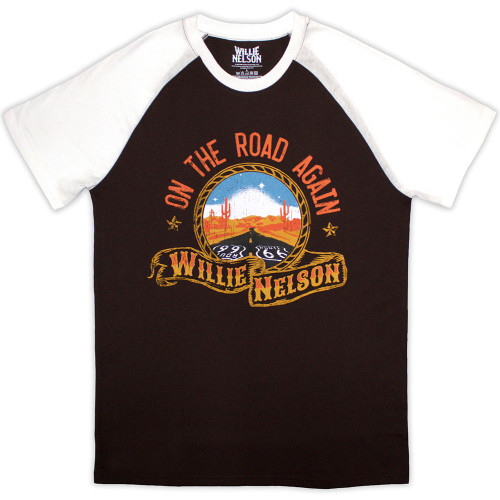 Willie Nelson 'Route 66' (Brown & White) Eco Raglan T-Shirt