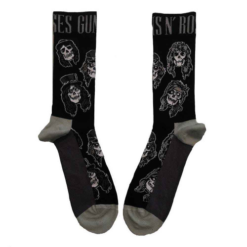 Guns N' Roses 'Skulls Band Monochrome' (Multicoloured) Womens Socks (One Size = UK 4-7)