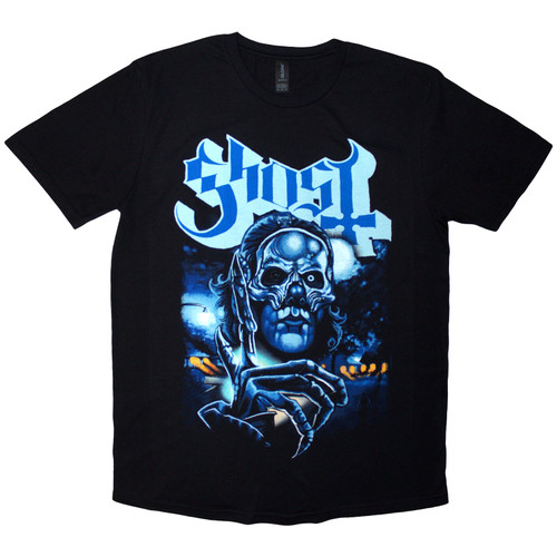 Ghost 'Metal Logo & Purple Grucifix' (Black) T-Shirt - Eye Drop