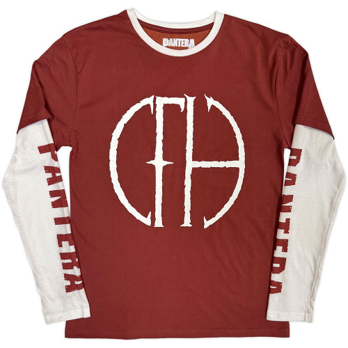 Pantera 'Frayed Logo' (Red & White) Layered Long Sleeve Shirt