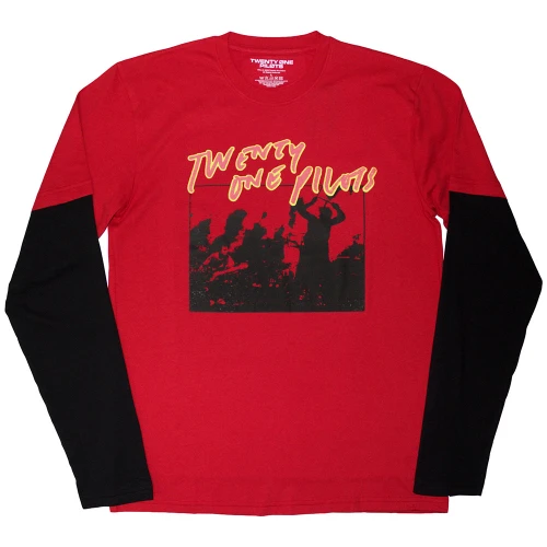 Twenty One Pilots 'Live Scribble' (Red & Black) Layered Long Sleeve Eco Shirt