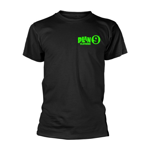 Plan 9 'Small Green Logo' (Black) T-Shirt Front
