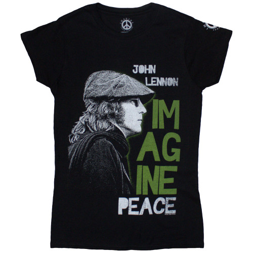 John Lennon 'Imagine Peace' (Black) Womens Fitted T-Shirt