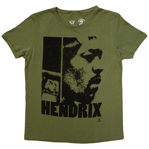 Jimi Hendrix 'Let Me Live' (Khaki Green) Womens Fitted T-Shirt
