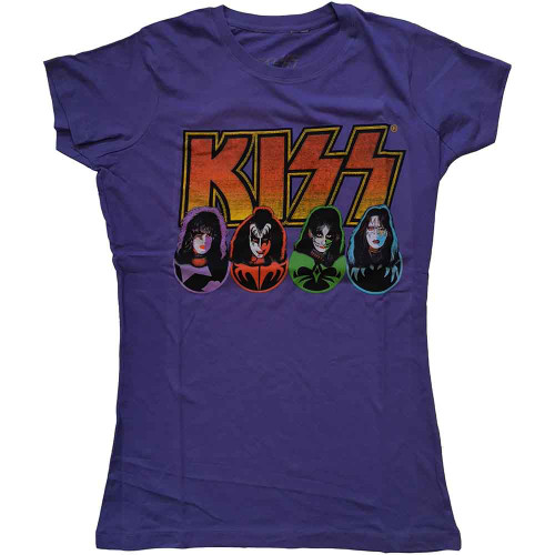 KISS 'Logo, Faces & Icons' (Purple) Womens Fitted T-Shirt
