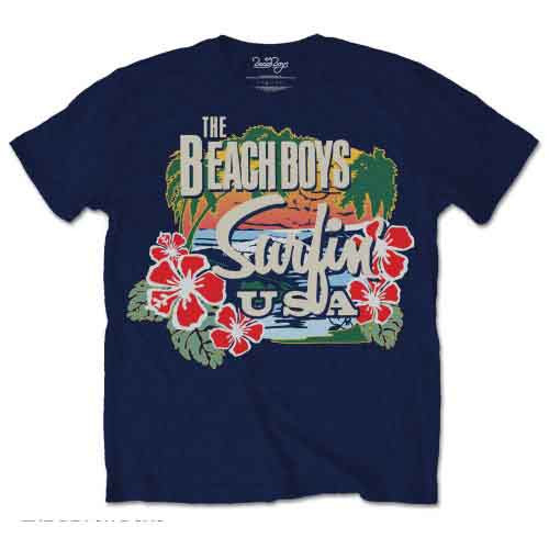 The Beach Boys 'Surfin USA Tropical' (Navy Blue) T-Shirt