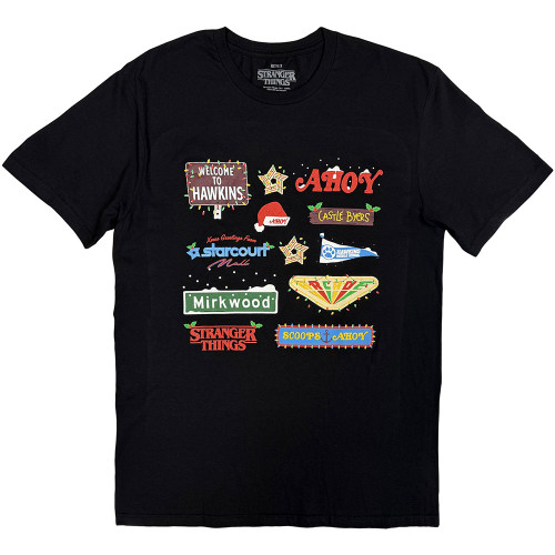 Stranger Things 'Deck Christmas Sign' (Black) T-Shirt
