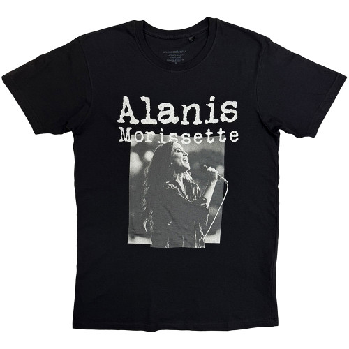 Alanis Morissette 'Singing Photo' (Black) T-Shirt