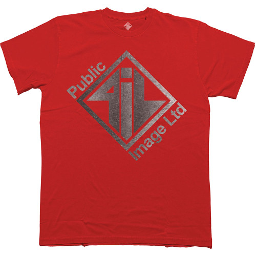 Public Image Ltd 'Brushed Steel Logo & Text' (Red) T-Shirt