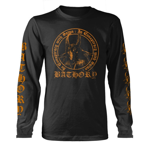 Bathory 'In Conspiracy With Satan' (Black) Long Sleeve Shirt Front