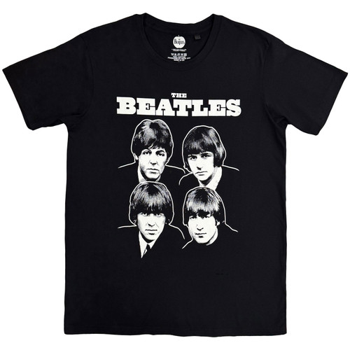The Beatles 'Black & White Band' (Black) T-Shirt