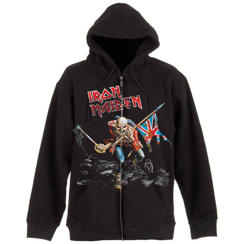 Iron Maiden 'Scuffed Trooper' (Black) Zip Up Hoodie