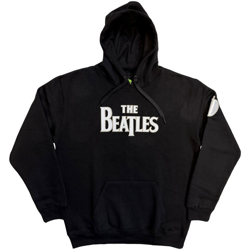 The Beatles 'Drop T Logo & Apple Applique' (Black) Pull Over Hoodie