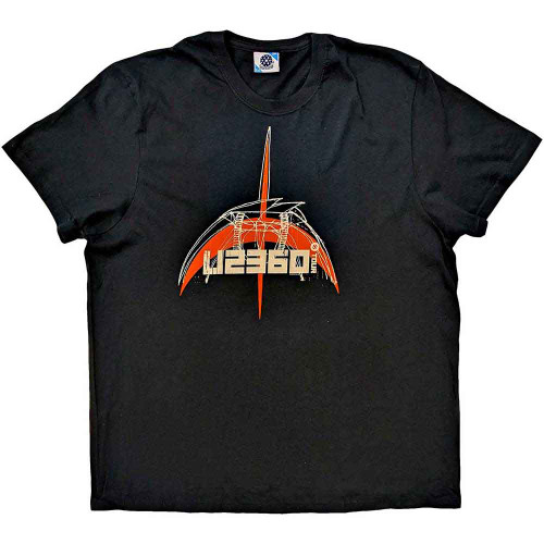 U2 '359 Degree Tour 2009 Orange Logo' (Black) T-Shirt