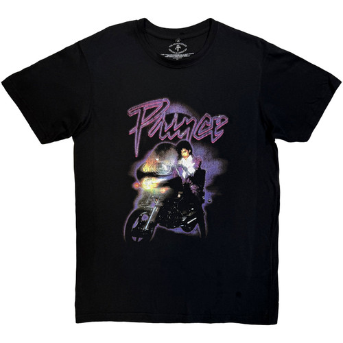 Prince 'Purple Rain Logo Outline' (Black) Carbon T-Shirt