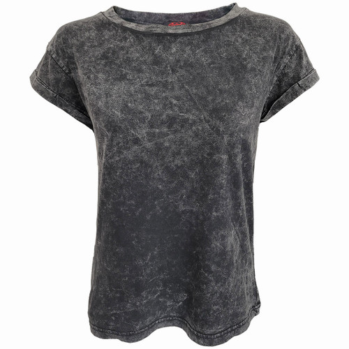 Spiral 'Plain' (Black & Grey) Womens Fitted Acid Wash T-Shirt
