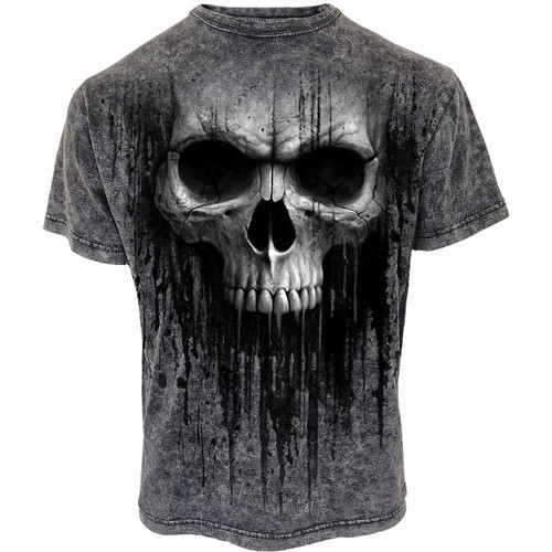 Spiral 'Acid Skull' (Black & Grey) Acid Wash T-Shirt
