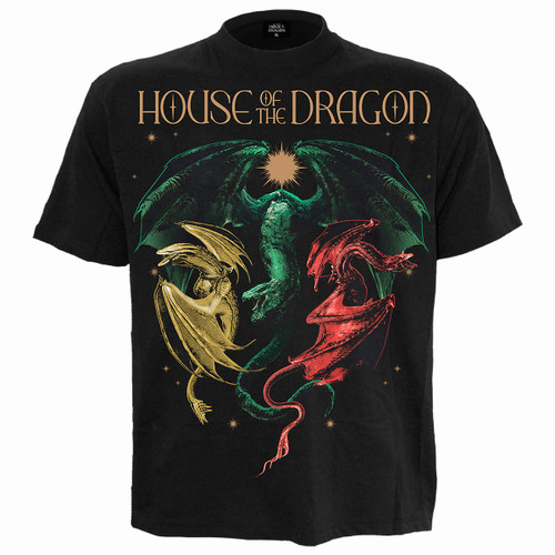 House Of The Dragon 'HOD2 Tri Dragons' (Black) T-Shirt