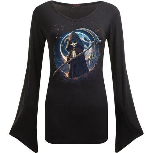 Spiral 'Reaperette' (Black) Womens Fitted Gothic Sleeve T-Shirt