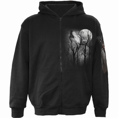 Spiral 'Forest Wolf' (Black) Zip Up Hoodie