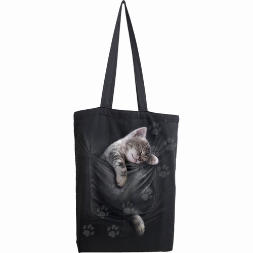 Spiral 'Pocket Kitten' Spiral Cotton Tote Bag