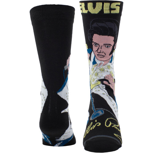 Elvis Presley 'Cartoon' (Black) Crew Socks (One Size = UK 6.5-11)