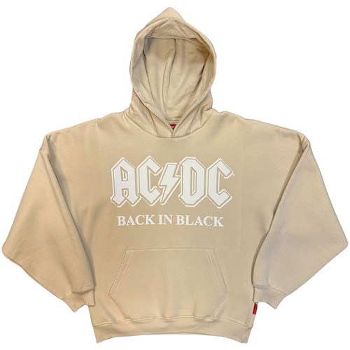 AC/DC 'Back In Black' (Natural) Womens Fitted Unplugged Pull Over Hoodie