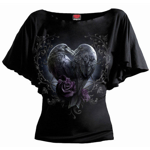 Spiral 'Raven Heart' (Black) Latin Boatneck Top