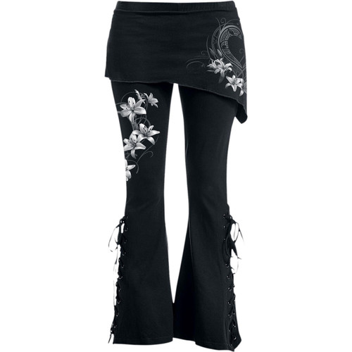 Spiral 'Pure Of Heart' (Black) Womens Fitted Boot Cut Leggings with Micro Skirt