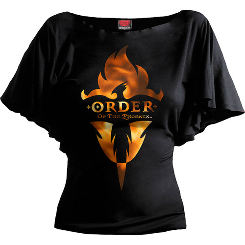 Harry Potter 'Order Of The Phoenix' (Black) Womens Fitted Latin Boatneck Top