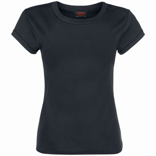Spiral 'Plain' (Black) Kids Girls Boat Neck T-Shirt