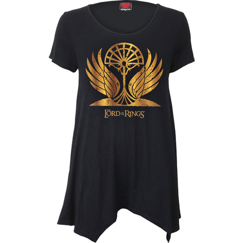 Lord Of The Rings 'Golden Wings' (Black) Womens Fitted Smock Tunic Casual Top