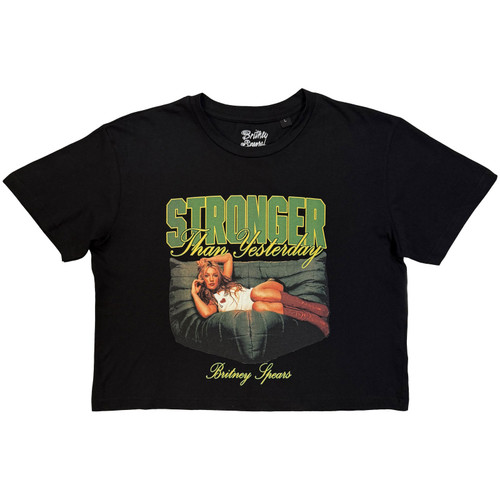 Britney Spears 'Stronger Than Yesterday' (Black) Womens Fitted Crop Top
