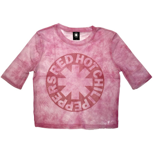 Red Hot Chili Peppers 'Asterisk Circle' (Pink) Womens Fitted Mesh Crop Top