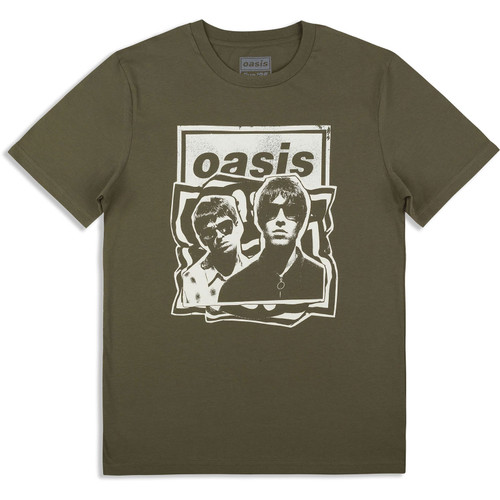 Oasis 'Paper Cut Out Photo' (Khaki Green) Ex-Tour T-Shirt