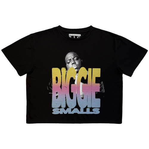 The Notorious B.I.G. 'Halftone Biggie' (Black) Womens Fitted Crop Top