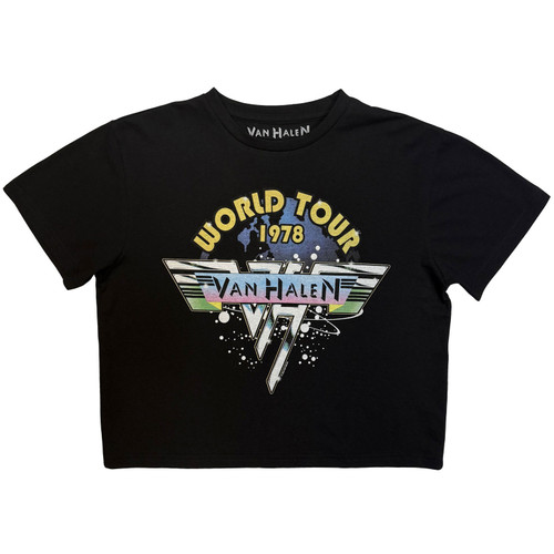 Van Halen 'World Tour '78' (Black) Womens Fitted Crop Top