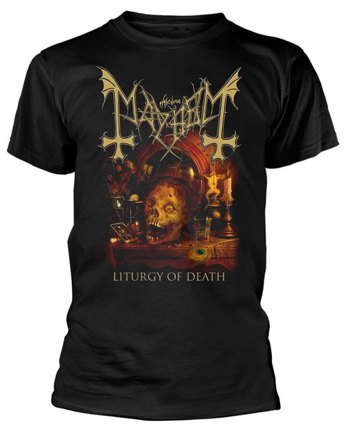 Mayhem 'Liturgy Of Death' (Black) T-Shirt Front