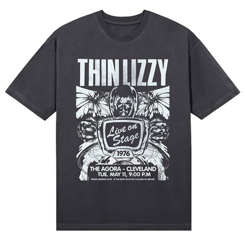 Thin Lizzy 'Cleveland '76 Ticket' (Black) T-Shirt