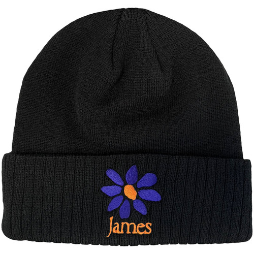 James 'Orange Logo Purple Daisy' (Black) Beanie Hat