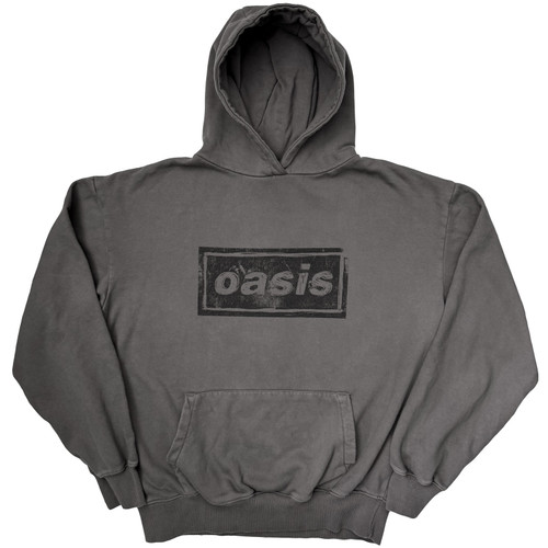 Oasis 'Lino Logo' (Charcoal Grey) Ex-Tour Pull Over Hoodie