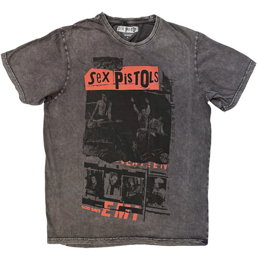 Sex Pistols 'Photo Collage' (Charcoal Grey) Stone Wash Limited Edition T-Shirt