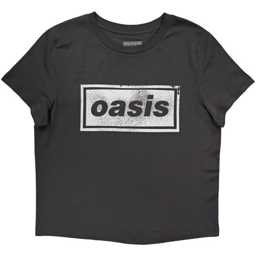 Oasis 'Paint Logo' (Charcoal Grey) Ex-Tour Womens Fitted T-Shirt