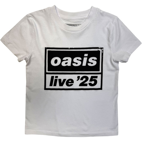 Oasis 'Live '25 Distressed Lockup' (White) Ex-Tour Kids T-Shirt