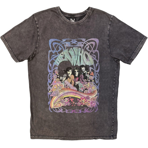 The Who 'Psych Floral' (Charcoal Grey) Stone Wash Limited Edition T-Shirt